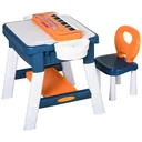 2-in-1 children's play table with keyboard and building blocks