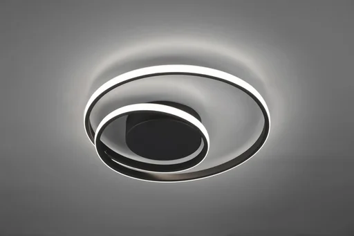 "LED ceiling light ZIBAL, 22 W, 2200 lm, 3000 K, switch dimmer, metal matt black image"
