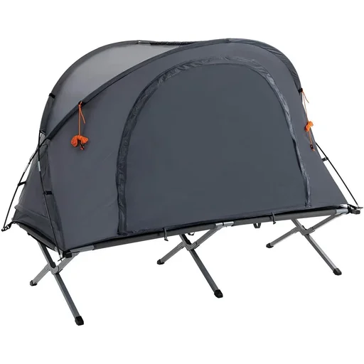 "Camping tent for 1 person - incl. bed and mattress - grey - 200 x 86 x 147 cm image"