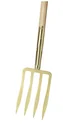Spade fork, lightweight, 4 lance tines, gold-painted, rail clamp, ash T-handle 85 cm