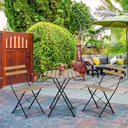 3-piece bistro set, foldable, solid wood + steel frame, natural color