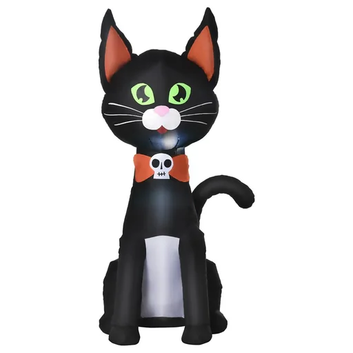 "Inflatable Black Cat Figure Halloween Decoration for Indoor and Outdoor Use Air Figure with LED Lighting Polyester Black image"
