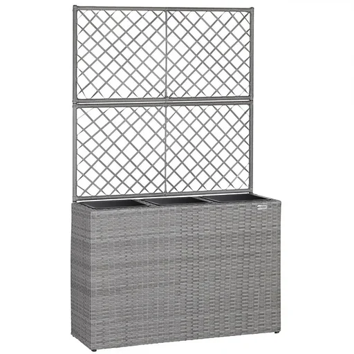 "Polyrattan planter with trellis grey image"