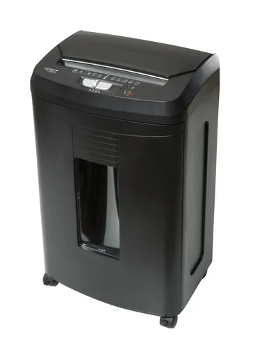 "Paper shredder, automatic feeder for 100 sheets, cross cut image"