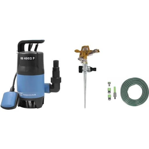 "Dirty water pump 7500 l / h with Deuba lawn sprinkler and 15 meter hose with fittings image"