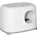 Designer cat litter box with lid - mesh bottom - white - 55 x 40 x 39 cm