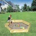 Hexagonal sandpit "Fynja" colored + white cover