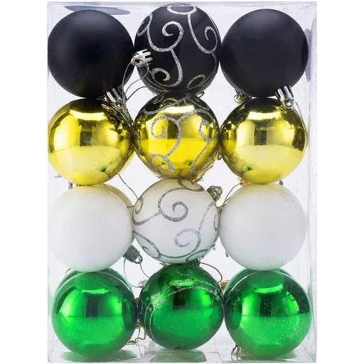 "Balls set of 24 - Green White Black Gold - Plastic image"