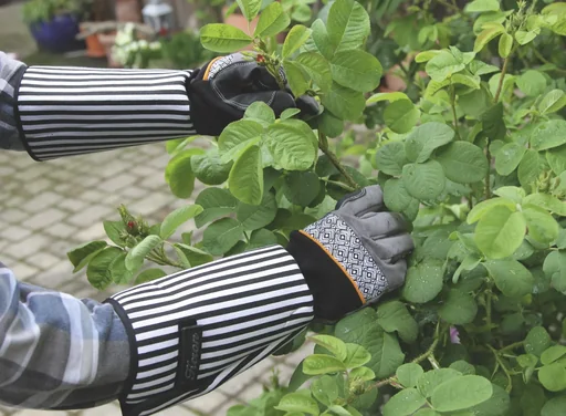 "Rose Garden gloves, size 10/XL, grey/white, long cuff image"
