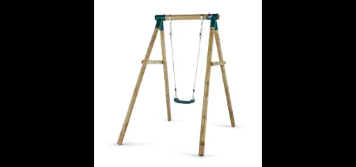 "Bush-Baby wooden swing, outdoor single swing for children made of wood, swing ropes height adjustable, natural image"