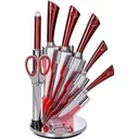 8-piece knife set -RVS- Red - with rotating knife block
