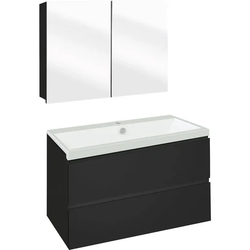 "Concept bathroom furniture with mirror cabinet 80cm - black/white image"