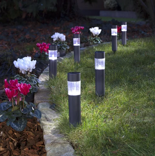 "Solar bollard lights in dark grey - set of 6 image"