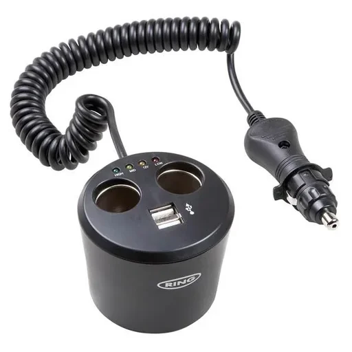 "Car multi-socket with USB double port, 12 Volt image"