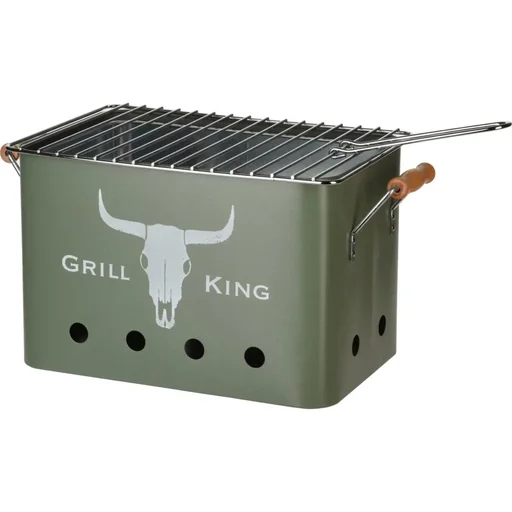"Grill King Rectangular Charcoal Grill - Matte Green - 32x20x20 cm image"