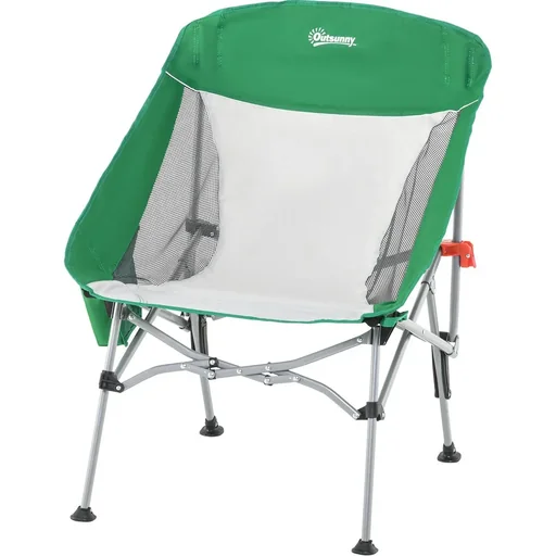 "Folding camping chair green, silver image"