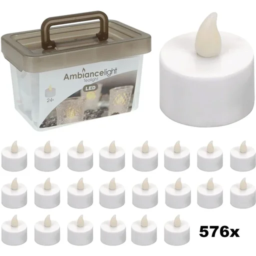 "Set of LED tealights - MEGA XXL SET with 576 pieces - INCLUDES batteries image"