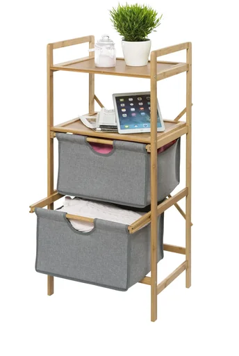 "Bamboo laundry rack with 2 drawers - Bahari bathroom series image"