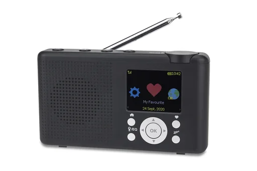 "Portable Internet radio with rechargeable battery and headphone jack, anthracite image"