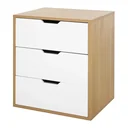 Office container with 3 drawers, filing cabinet, office cabinet, file storage, E1 chipboard, white+natural, 55 x 45 x
