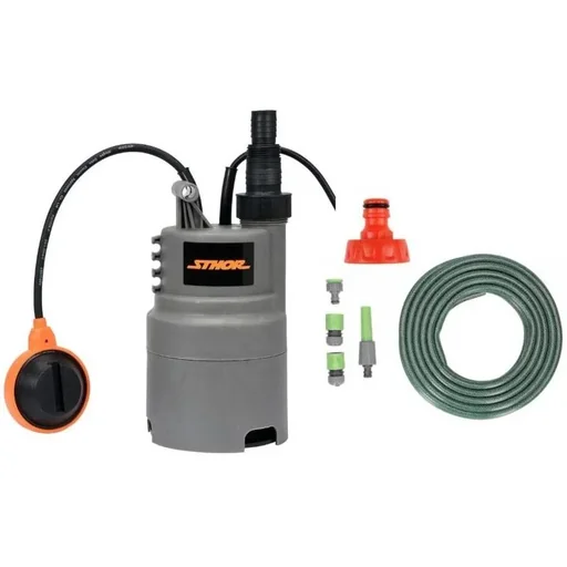 "Submersible pump - 400W - 6000l/h WITH 15-meter garden hose including sprinkler and fittings AND YATO 1" tap image"