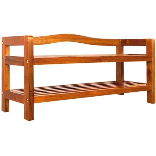 "Acacia wood shoe rack 2 levels image"