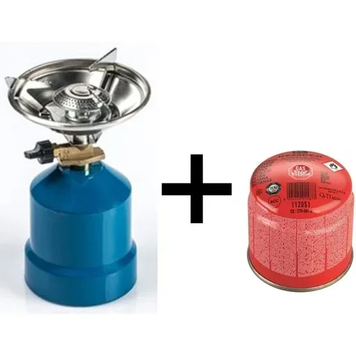 "Gas cooker with wind protection 2050 W blue with gas pressure container image"