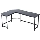 Computer desk, computer corner table, height adjustable, metal, black, 168 x 120 x 75 cm