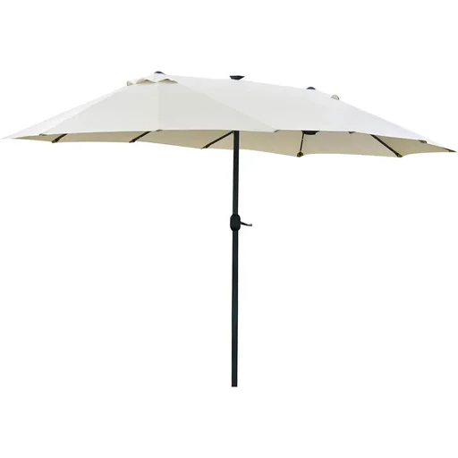 "Parasol with LED double parasol 440 x 260 cm garden umbrella market umbrella large patio umbrella with hand crank Oval M image"