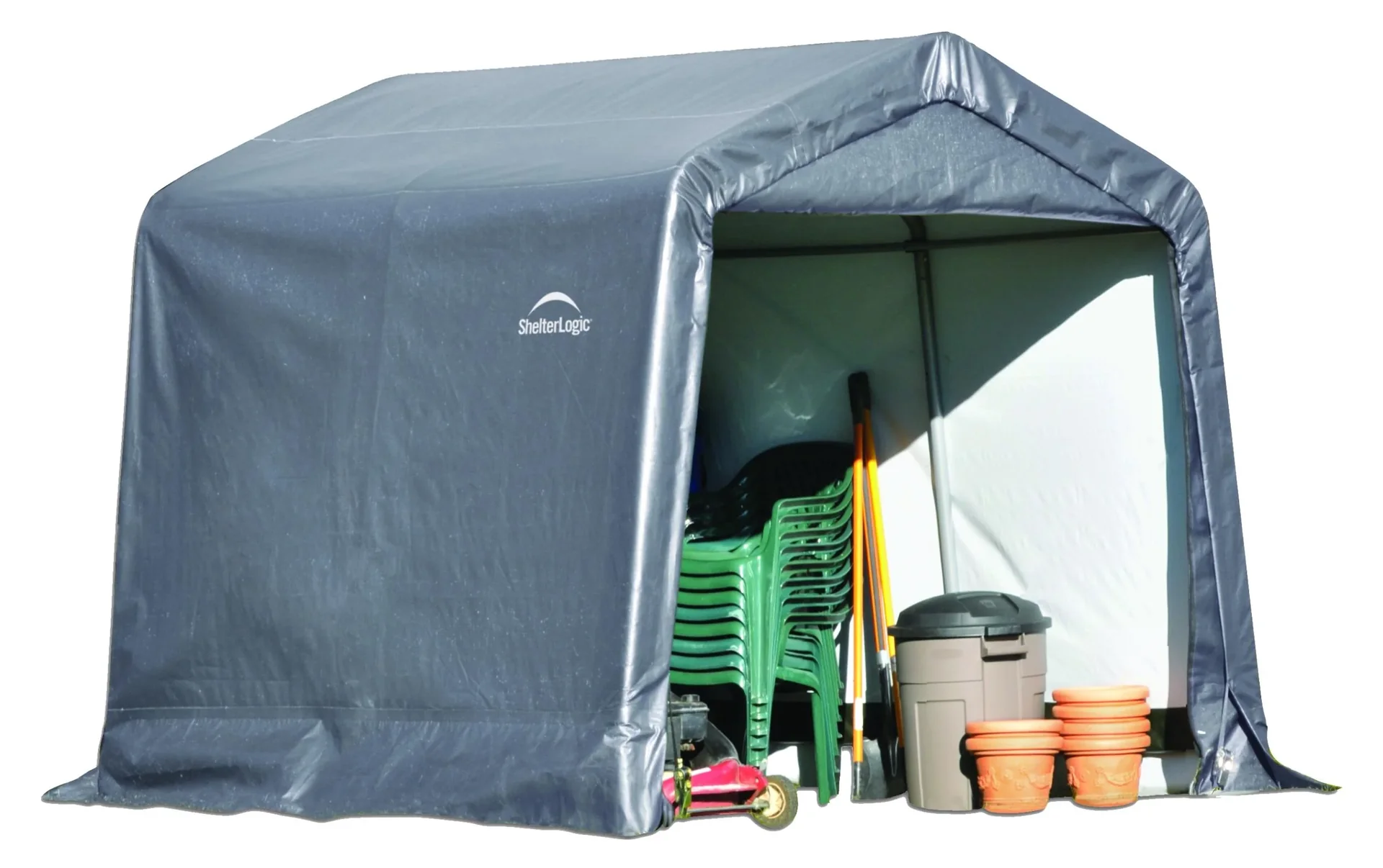 Abri de jardin en film 5,76 m², gris, 240×240 cm – Cadre en acier DuPont, résistant aux intempéries