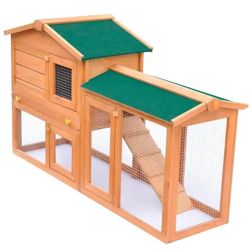 "Large wooden outdoor rabbit hutch image"