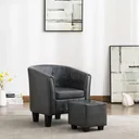 Bucket seat with footstool faux leather grey