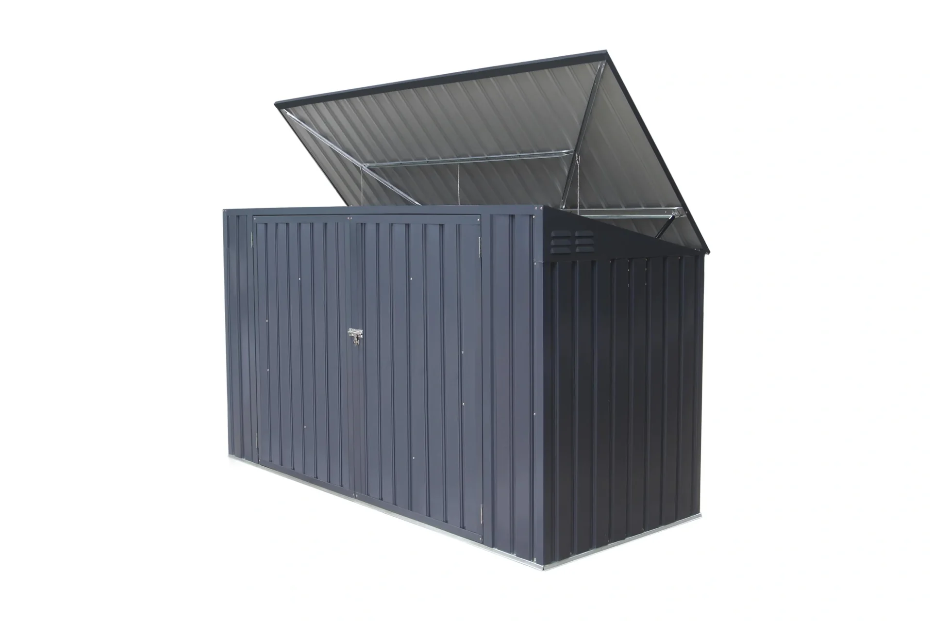 "Abri poubelles 73, 235,5×100×131 cm, gris foncé – acier pour 3x 240 L avec toit monopente image"