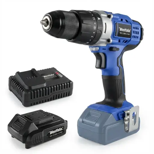 "Cordless impact drill 18 Volt Li-Ion with 1 x 2.0 Ah battery + charger image"