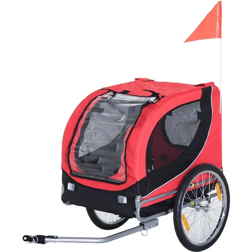 "Bicycle trailer for dogs red/black image"