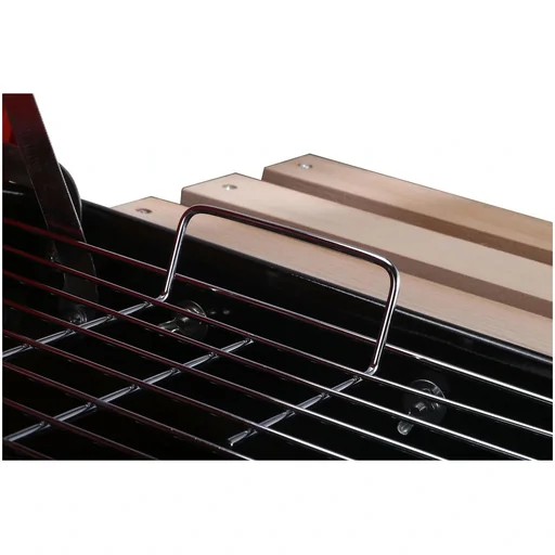 "Charcoal grill, stand grill, grill cart with wind protection, 3 x storage compartments, metal, red, 98 x 49 x 81 cm image"