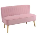 2-seater fabric sofa upholstered sofa seating furniture lounge sofa wood foam velvety polyester pink 117 x 56.5 x 77 cm