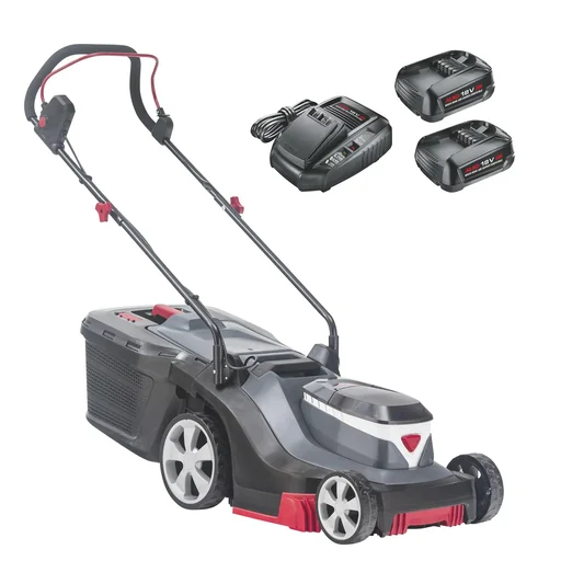 "BOSCH HOME AND GARDEN COMPATIBLE Tondeuse à gazon sans fil 3.22 Li Easy incl. 2 batteries et chargeur – maniable et compacte image"