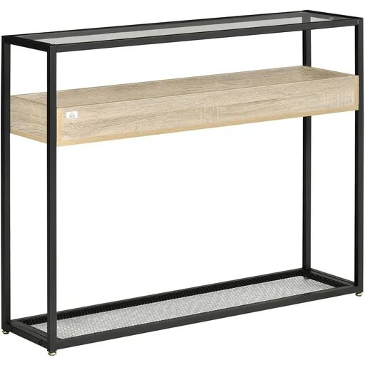 "Standing shelf sideboard with glass surface open compartments side cabinet bookcase kitchen shelf industrial style for W image"