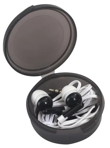 "In-ear stereo headphones with 3.5 mm jack plug + storage box image"