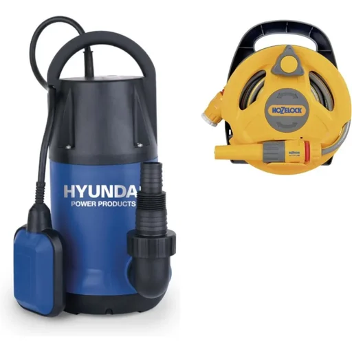 "Submersible pump including Click & Go hose reel, 10M garden hose and fittings - 6000 l / h - 250W image"