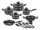15-piece Milano Nero aluminum cookware set