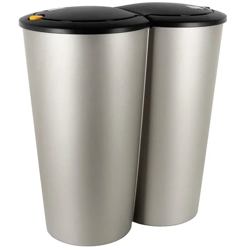 "Double bin Small 2 x 25L for separate waste - plastic silver image"