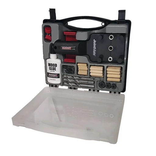 ""Dowel Jig Kit" dowel set including dowel machine and accessories image"