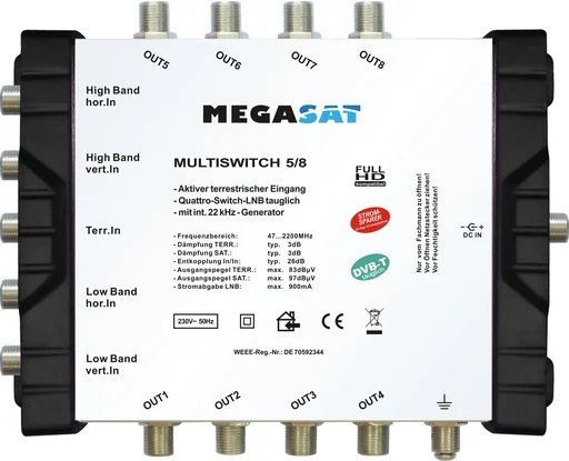 "Multiswitch 5/8, Profiline - Suitable for 1 satellite up to 8 participants image"