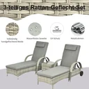 Rattan sun loungers with table grey