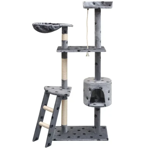 "Sisal scratching post 150 cm footprints grey image"
