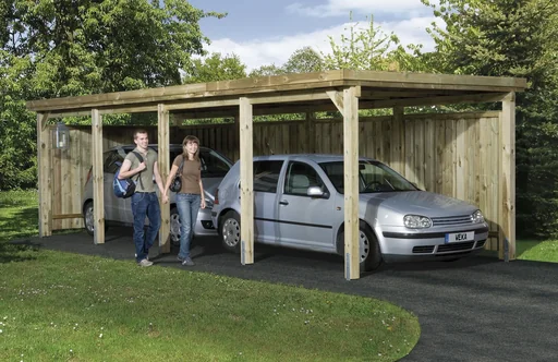 "Single carport "Optima", size 3, flat roof, 322 x 802 cm image"