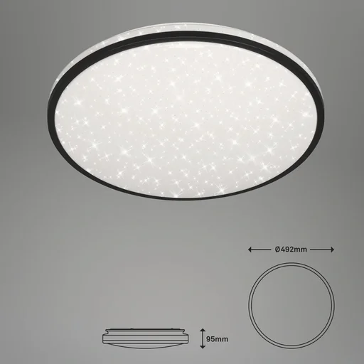 "LED ceiling light with star decoration, round, Ø 49.2 cm, 48 watts, black image"