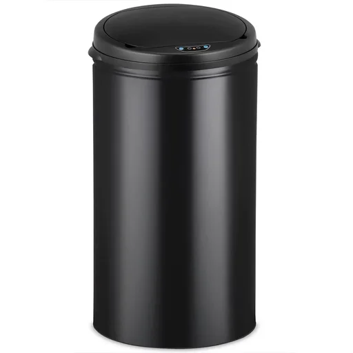 "Waste basket with sensor stainless steel black 40 liters image"